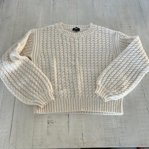 Women’s Cream Cable-Knit Crewneck Sweater